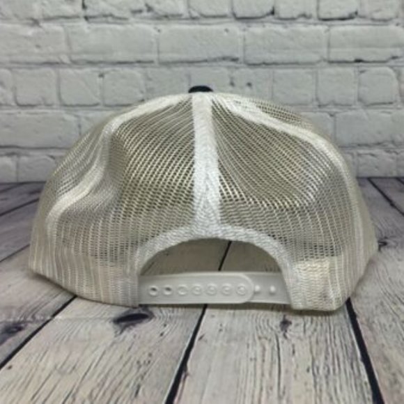 Vintage Hat Cap Snapback Blue White Denim Joe Ramsay Valve Trucker Mesh Item #1 - Picture 3 of 7